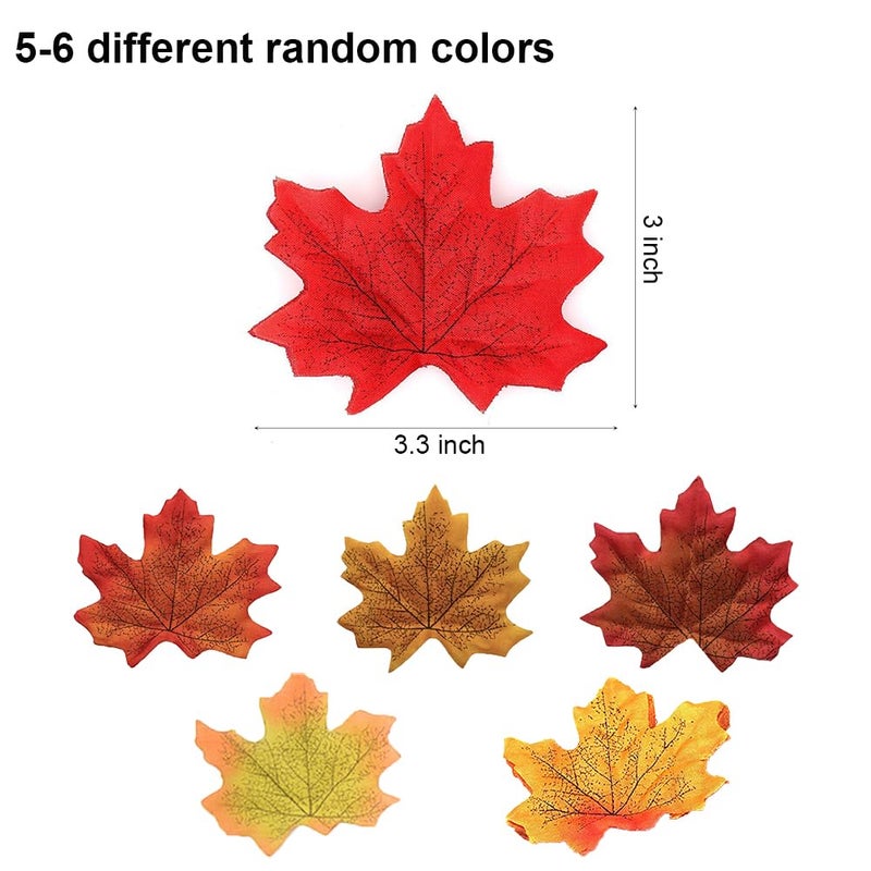 EchoDone 600 Pieces Artificial Maple Leaves Decorations Autumn Fall Leaves for Thanksgiving Autumn Leaf for Wedding Party - Image 2