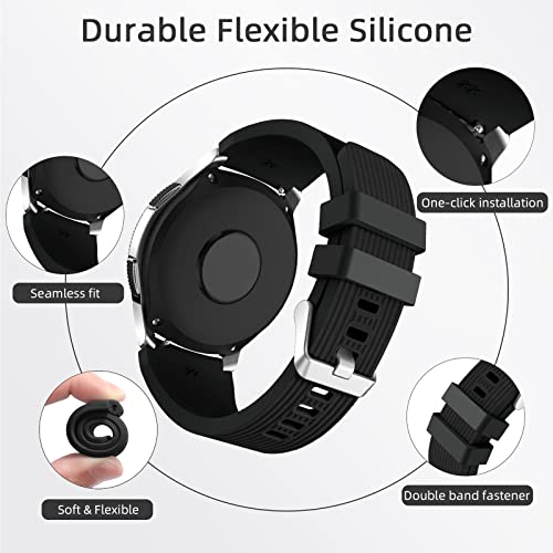 Lerobo [2 Pack Band Compatible with Samsung Galaxy Watch 3 45mm/Galaxy Watch 46mm Bands/Gear S3 Frontier, 22mm Smart Watch Band Silicone Casual Straps Accessories for Women Men Black/Blue Gray - Image 3