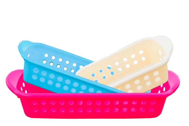 Kuber Industries Plastic Basket Storage Box Set (Multicolour, Plast12), 3 Piece,Standard - Image 1