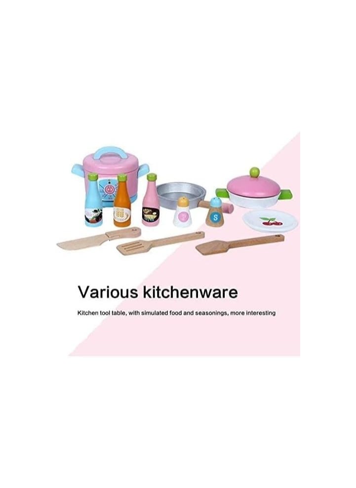 AL BADER Wooden Kitchen Set Toy, Kitchen for Kids WIth Oven, Kids Kitchen Playsetwith Play Sink Toy & Cook Food, Toy kitchen with many food accessories, For Kids 3-10 Years (Pink, 62 * 23 * 72)  - Image 5