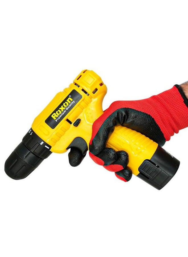 روكسون طقم مثقاب ومفك براغي لاسلكي روكسون 12 فولت، مثقاب يعمل ببطارية ليثيوم أيون 1300 مللي أمبير/ 220-240 فولت - 50-60 هرتز، سرعة متغيرة، ظرف بدون مفتاح، شاحن وحقيبة حمل RX-12VCD - Image 3