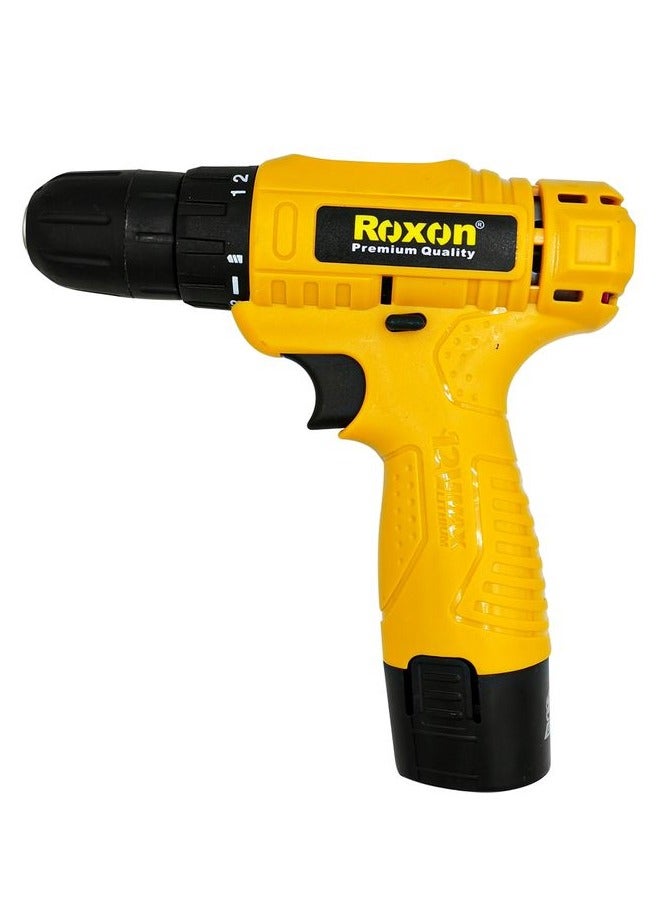 روكسون طقم مثقاب ومفك براغي لاسلكي روكسون 12 فولت، مثقاب يعمل ببطارية ليثيوم أيون 1300 مللي أمبير/ 220-240 فولت - 50-60 هرتز، سرعة متغيرة، ظرف بدون مفتاح، شاحن وحقيبة حمل RX-12VCD - Image 4