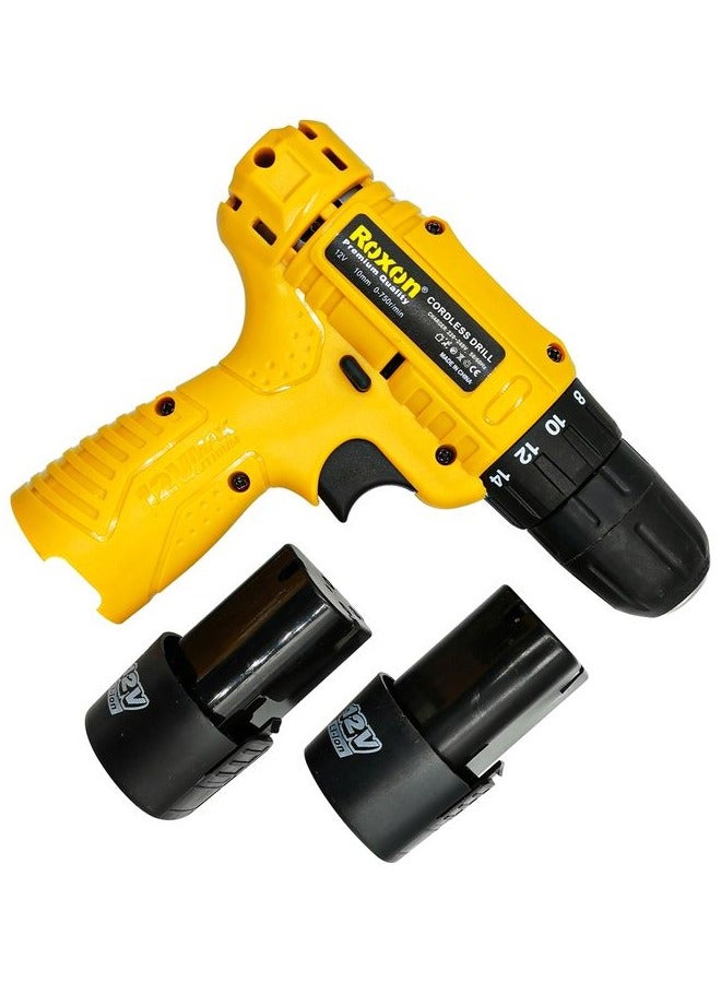 روكسون طقم مثقاب ومفك براغي لاسلكي روكسون 12 فولت، مثقاب يعمل ببطارية ليثيوم أيون 1300 مللي أمبير/ 220-240 فولت - 50-60 هرتز، سرعة متغيرة، ظرف بدون مفتاح، شاحن وحقيبة حمل RX-12VCD - Image 5