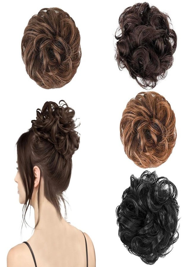 بلوشيا وصلات شعر متعددة الألوان من BLUSHIA بتصميم كعكة جودا العصرية، مصنوعة من المطاط المرن، للنساء (عبوة من 4 قطع) - Image 1