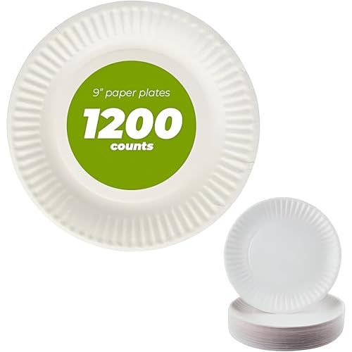 Concession Essentials 9 Uncoated Everyday Paper PlatesDisposable Bulk White Case of 1200ct - Image 2