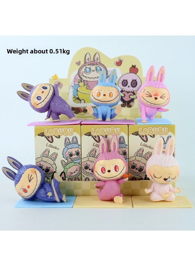 Loquat Labubu Labubu Doll Hand-made Blind Box Cartoon Internet Red Gashapon Doll Desktop Collection Ornaments Wholesale-Color:Yoga Labbu 6-piece Set (blind Box) - Image 1