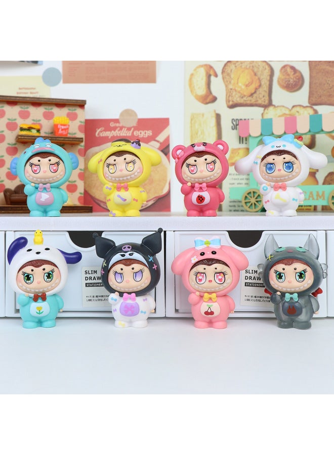 Loquat Labubu Labubu Doll Hand-made Blind Box Cartoon Internet Red Gashapon Doll Desktop Collection Ornaments Wholesale-Color:Yoga Labbu 6-piece Set (blind Box) - Image 3