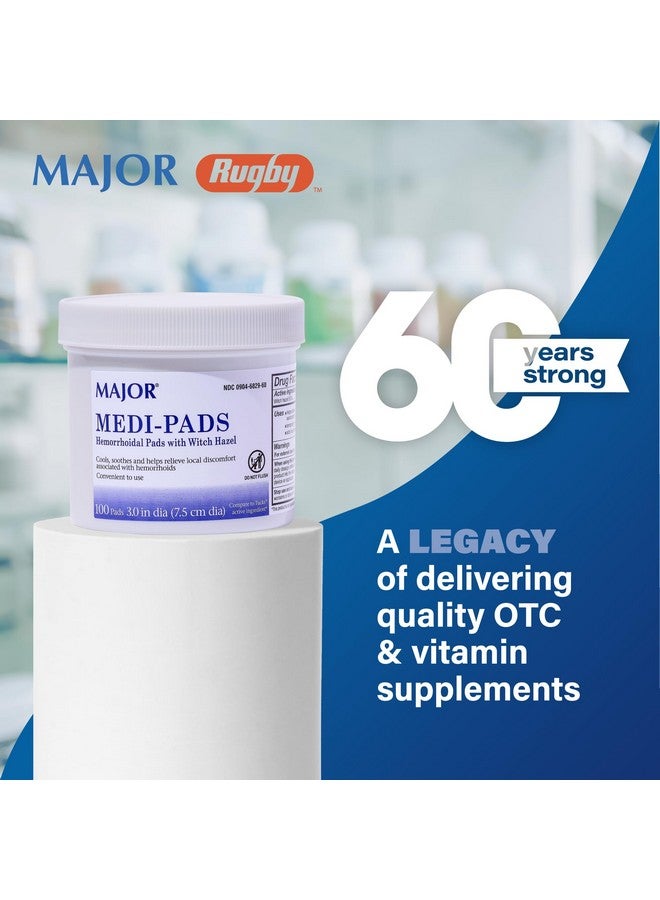 MAJOR MAJOR Medi-Pads - Hemorrhoidal Hygienic Cleansing Witch Hazel Pads - Cooling Relief with Aloe - 100 Count Jar (4 Pack) - Image 2