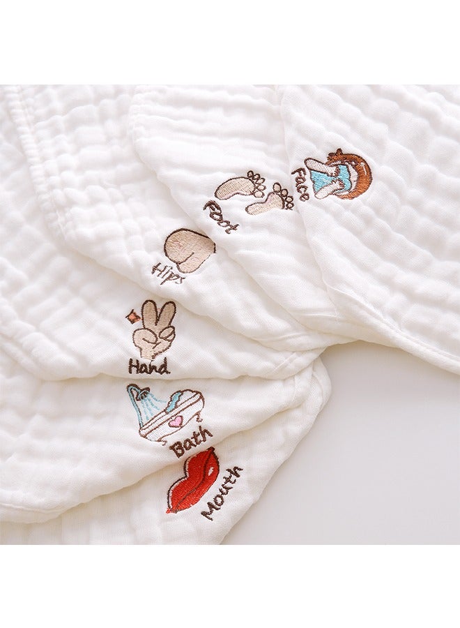 6-Piece Baby Cotton Washcloths, Kids Face Towel Burp Cloths in Classified Design, Soft Breathable Comfy Newborn Towel (30*30cm) - Image 5