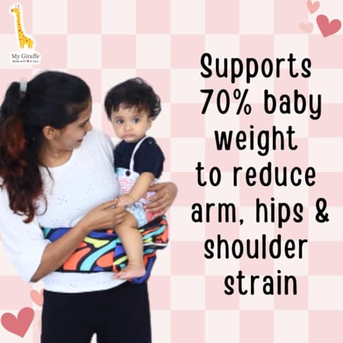My Giraffe - Hippy Hop - Hip Seat Baby Carrier for 5 Months to 3 Years | Diaper Storage & Phone Pocket | Portable Sling Strap | Ergonomic Seat | Supports Up to 20 kg | Travel-Friendly (Dino Print)Multicolor - Image 5