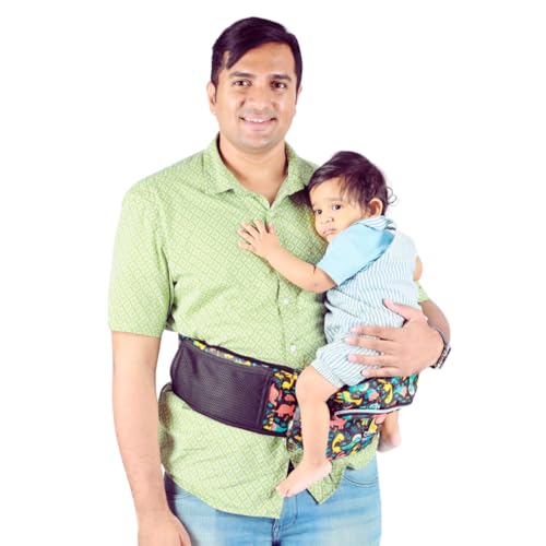 My Giraffe - Hippy Hop - Hip Seat Baby Carrier for 5 Months to 3 Years | Diaper Storage & Phone Pocket | Portable Sling Strap | Ergonomic Seat | Supports Up to 20 kg | Travel-Friendly (Dino Print)Multicolor - Image 1