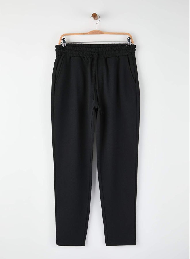 trendyol Black Regular/Normal Cut Open Leg Sweatpants - Image 1