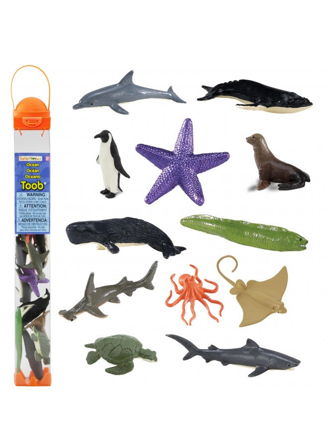 Safari Ltd. Safari Ltd Ocean TOOB Comes With 12 Different Hand Painted Animal Toy Figurine Models Including Sea Lion, Eagle Ray, Starfish, Turtle, Penguin, Octopus, Humpback Whale, Sperm Whale, Moray Eel, Hammerhead Shark, Tiger Shark, and Dolphin For Ages 5 and  - Image 2