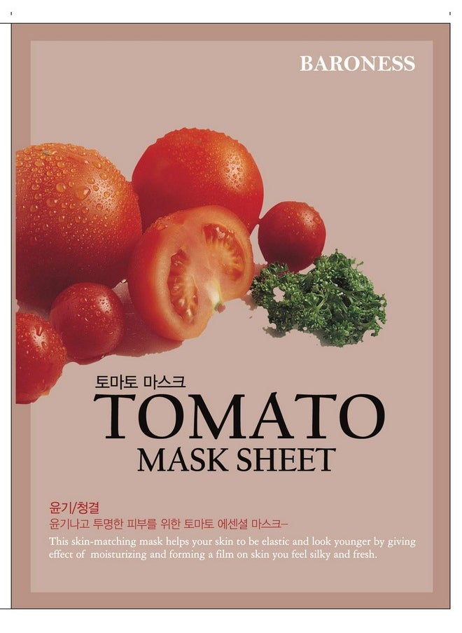 Baroness - Tomato Sheet Mask (5Pcs Pack) Skin Lightening, Glowing, Hydrating, Nourishing, Brightening, Calming Face Sheet Mask Korean Formula With Real Extracts Natural Serum For Men & Women - Image 1
