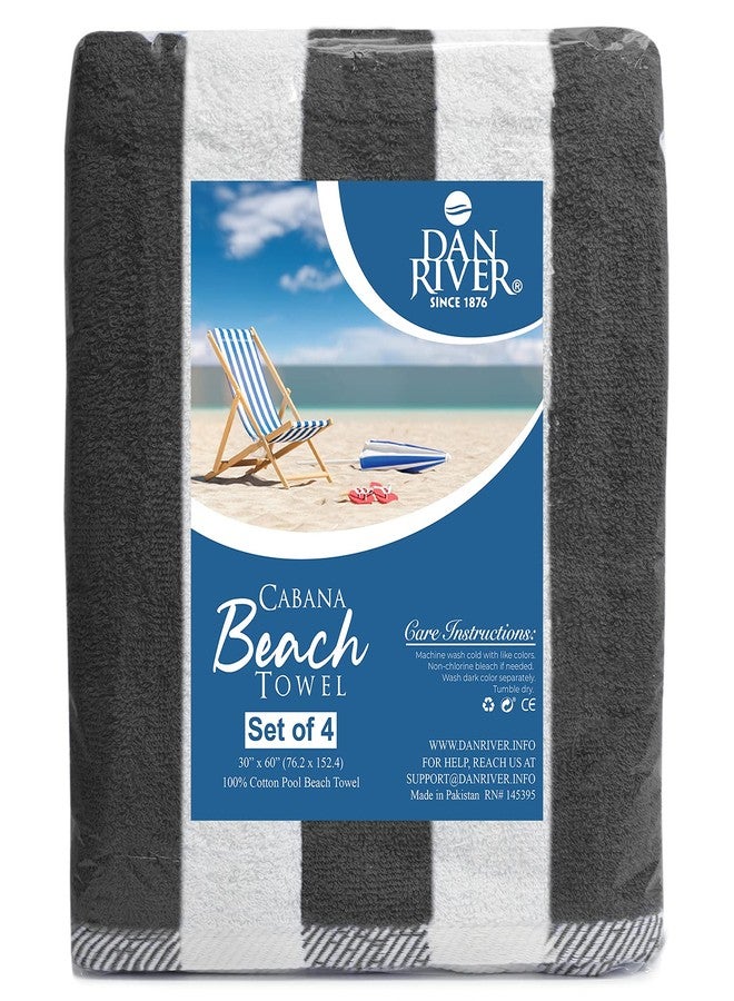 DAN RIVER Premium Stripe Cabana Bath Towels Pack of 4 - 30 by 60 Inches - Oversized Towels is Perfect for Beach, Pool, Bathroom and Everyday Comfort & Specially Travel Use - Grey - Image 3