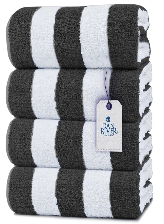DAN RIVER Premium Stripe Cabana Bath Towels Pack of 4 - 30 by 60 Inches - Oversized Towels is Perfect for Beach, Pool, Bathroom and Everyday Comfort & Specially Travel Use - Grey - Image 1
