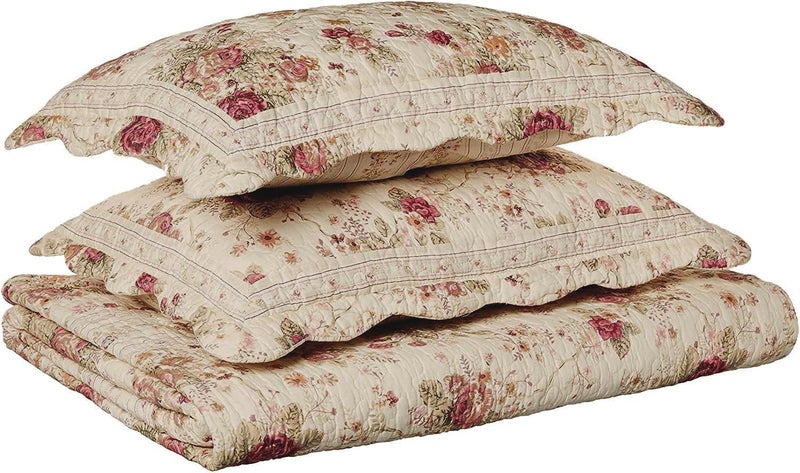 Greenland Home Antique Rose 100% Cotton Heirloom-Quality Quilt Set, 2-Piece Twin/XL in Ecru - Image 4