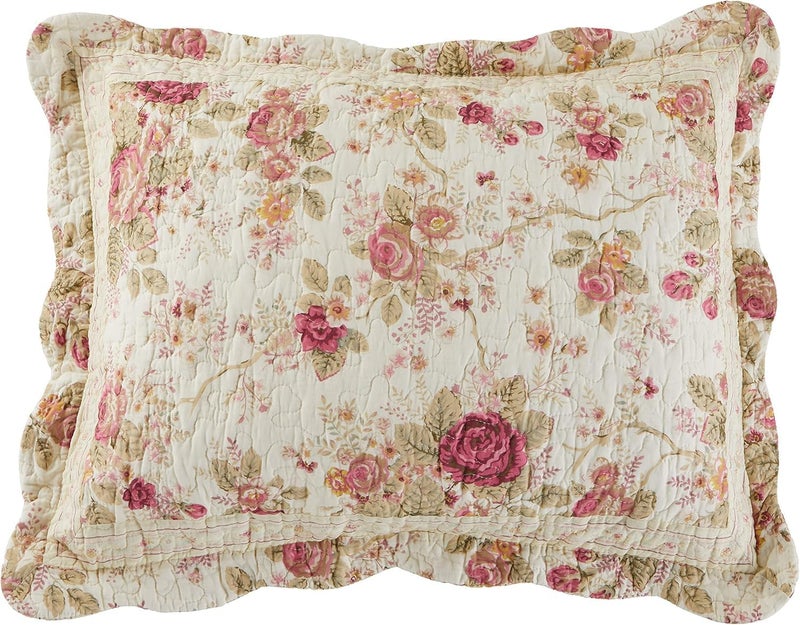 Greenland Home Antique Rose 100% Cotton Heirloom-Quality Quilt Set, 2-Piece Twin/XL in Ecru - Image 5