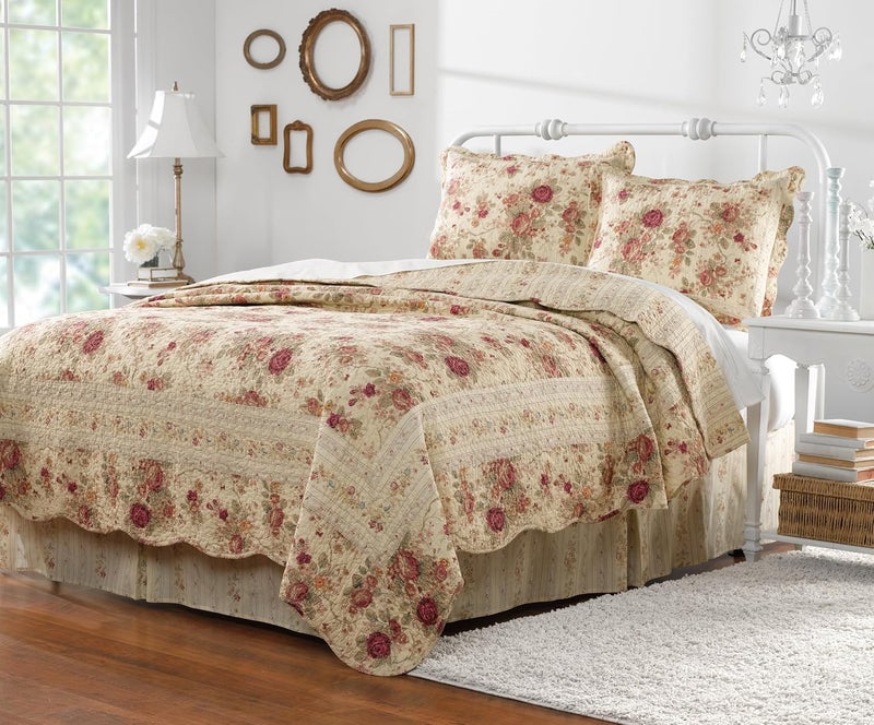 Greenland Home Antique Rose 100% Cotton Heirloom-Quality Quilt Set, 2-Piece Twin/XL in Ecru - Image 2