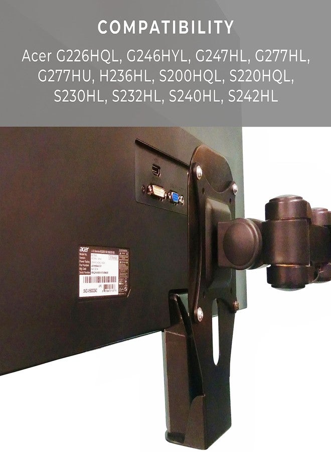 HumanCentric VESA Mount Adapter Bracket for Acer Monitors, Fits Models G226HQL, G246HYL, G247HL, G277HU, S200HQL, S200HL, S220HQL, S230HL, S232HL, S240HL, S242HL - Image 2