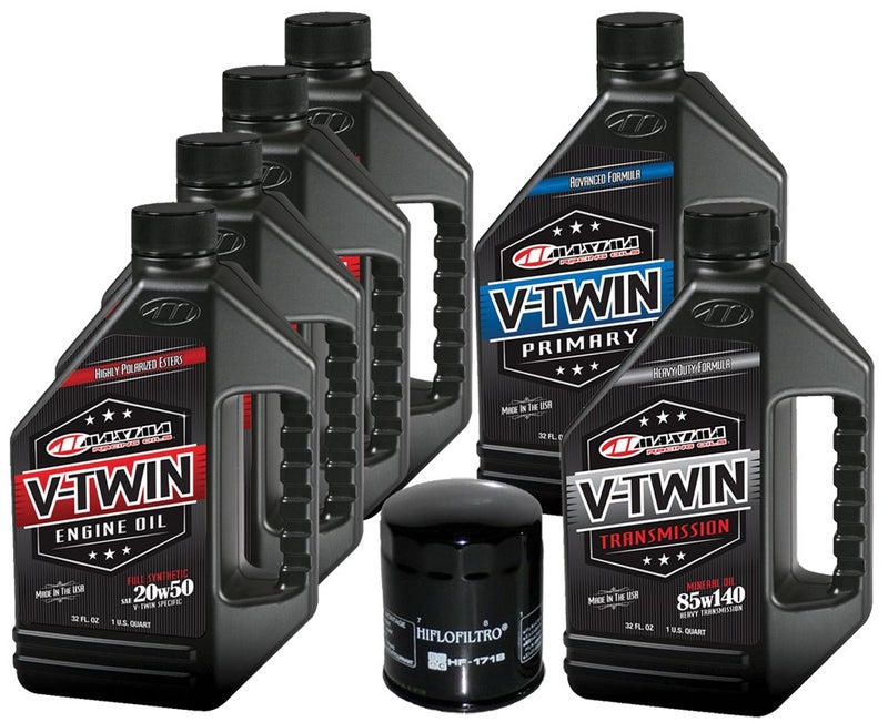 Maxima MaxHiflo VTTOCK12 Complete Engine Oil Change Kit for VTwin Full Synthetic Harley Davidson Twin Cam 6 quart