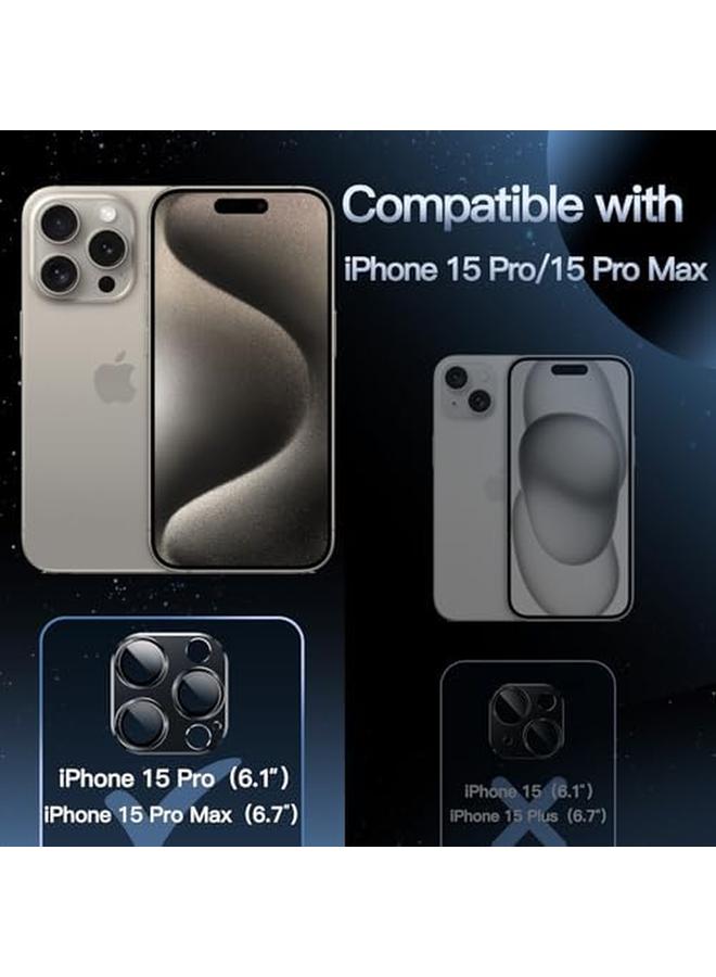 جي تيك واقي عدسة الكاميرا لهاتف Iphone 15 Pro مقاس 6.1 بوصة وIphone 15 Pro Max مقاس 6.7 بوصة بتغطية كاملة وغطاء حلقي من الزجاج المقوى 9H مع لوحة معدنية غير لامعة، عبوة واحدة من التيتانيوم الطبيعي - Image 2