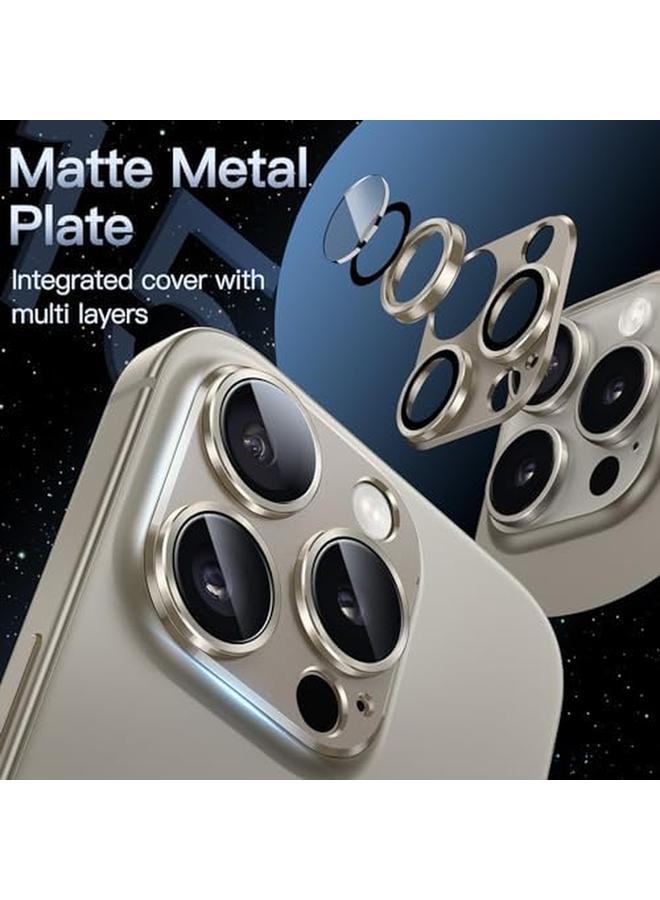 جي تيك واقي عدسة الكاميرا لهاتف Iphone 15 Pro مقاس 6.1 بوصة وIphone 15 Pro Max مقاس 6.7 بوصة بتغطية كاملة وغطاء حلقي من الزجاج المقوى 9H مع لوحة معدنية غير لامعة، عبوة واحدة من التيتانيوم الطبيعي - Image 3