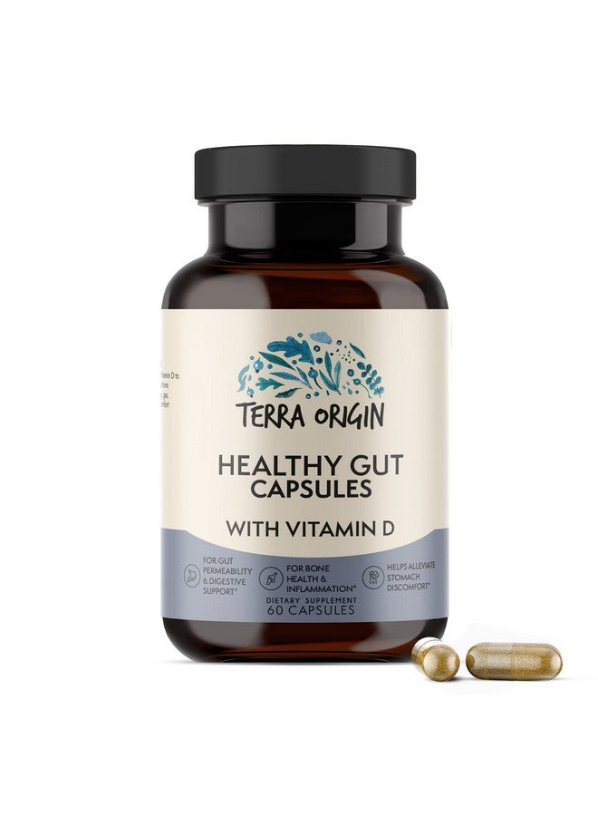 Terra Origin Healthy Gut Capsules With Vitamin D ; 60 Capsules ; Digestive Support Intestinal Permeability Ibs Bloating Gas And Constipation* 30 Servings/60 Capsules - Image 1