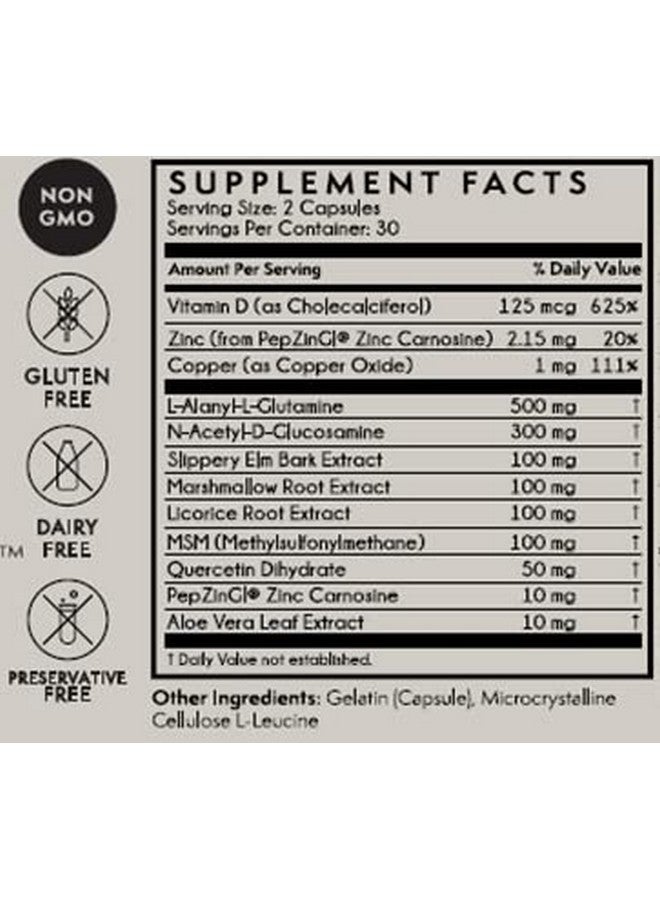 Terra Origin Healthy Gut Capsules With Vitamin D ; 60 Capsules ; Digestive Support Intestinal Permeability Ibs Bloating Gas And Constipation* 30 Servings/60 Capsules - Image 3