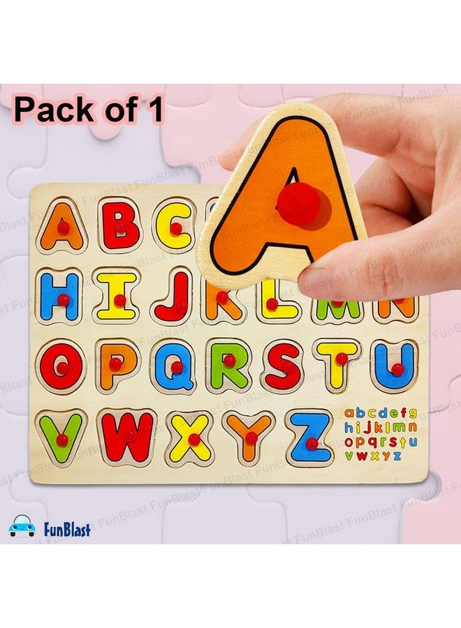 FunBlast™ Wooden Colorful Learning Letters Alphabets Board for Kids with Knobs, Educational Learning Wooden Tray (Capital Letters) - Image 3