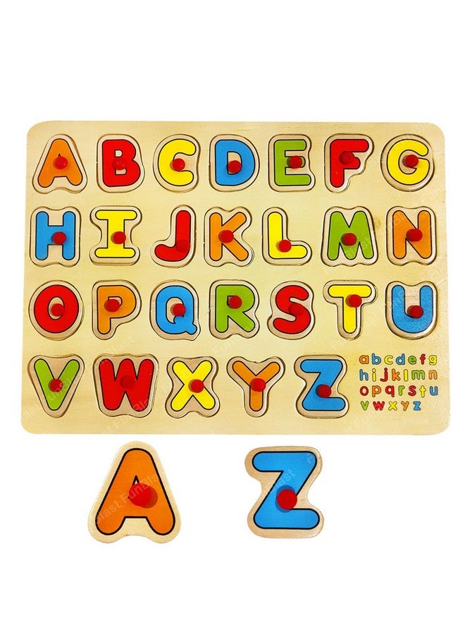 FunBlast™ Wooden Colorful Learning Letters Alphabets Board for Kids with Knobs, Educational Learning Wooden Tray (Capital Letters) - Image 1