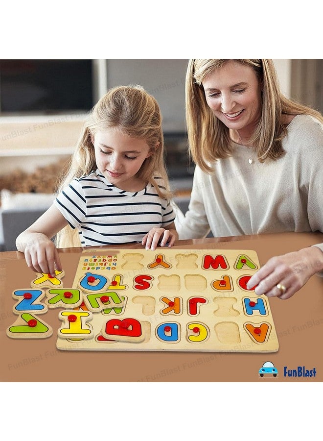 FunBlast™ Wooden Colorful Learning Letters Alphabets Board for Kids with Knobs, Educational Learning Wooden Tray (Capital Letters) - Image 5