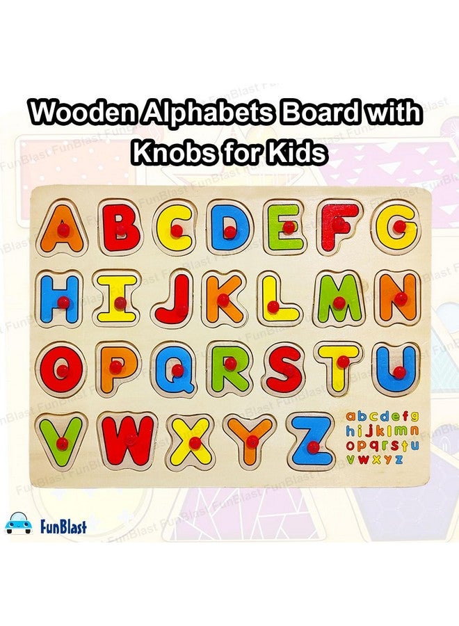 FunBlast™ Wooden Colorful Learning Letters Alphabets Board for Kids with Knobs, Educational Learning Wooden Tray (Capital Letters) - Image 4