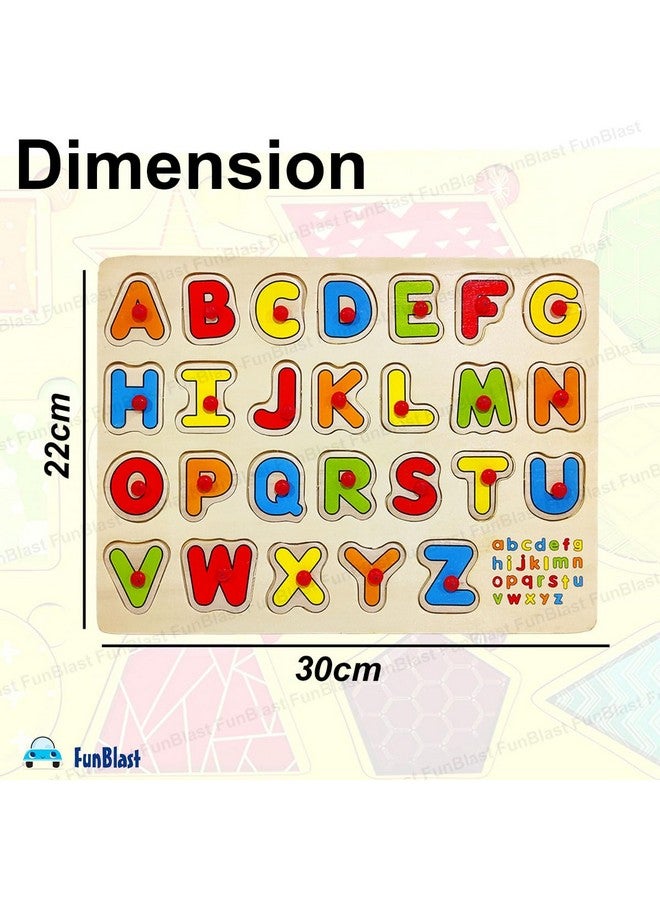 FunBlast™ Wooden Colorful Learning Letters Alphabets Board for Kids with Knobs, Educational Learning Wooden Tray (Capital Letters) - Image 2