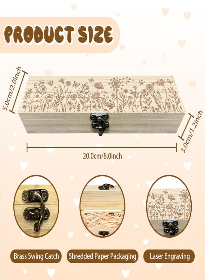 CHGCRAFT Pregnancy Test Keepsake Box Flowers Butterflies Wooden Pregnancy Announcement Gifts Box with Raffia Ribbon and Lock Announcement Gifts for Dad Husband, 8x2x1.2inch - Image 2