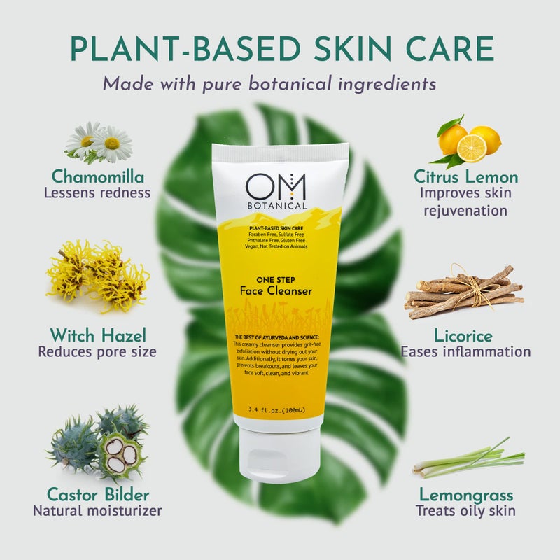 OM Botanical One Step Natural Face Cleanser â€“ Exfoliating, Hydrating & Toning Ayurvedic Cream Cleanser | Organic, Sulfate-Free Face Wash for Radiant Skin | Gentle for Men, Women & Teens - Image 3