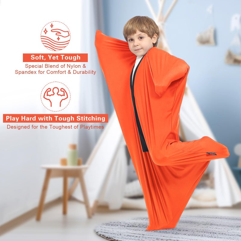 Hugsmiling Sensory Sock for Adults, Large 29 * 59 inch, Good for Height: 58~68 inch, Soft Fabric with Strong Stitching and Snap Closures (Bright Orange) - Image 3