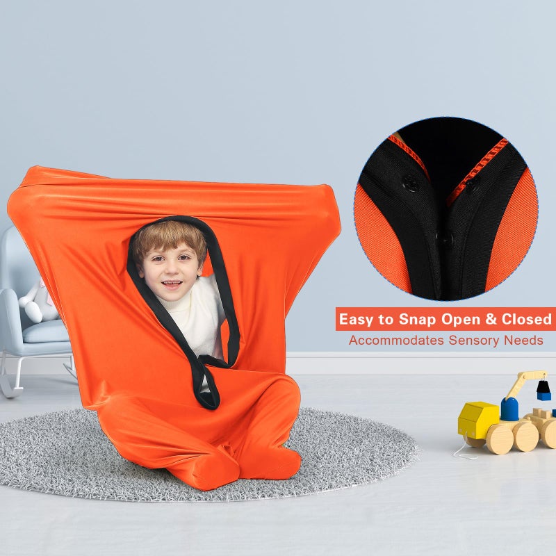 Hugsmiling Sensory Sock for Adults, Large 29 * 59 inch, Good for Height: 58~68 inch, Soft Fabric with Strong Stitching and Snap Closures (Bright Orange) - Image 4