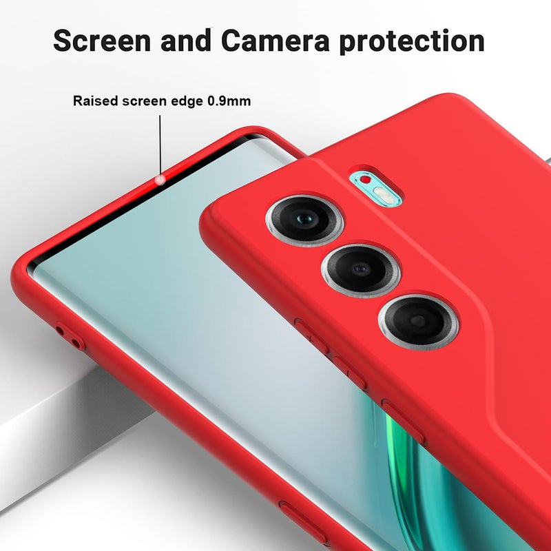 إيروريكس جراب هاتف Tecno Camon 40 Pro 5G بلون سادة من السيليكون السائل المقاوم للسقوط بتغطية كاملة (أحمر) - Image 4