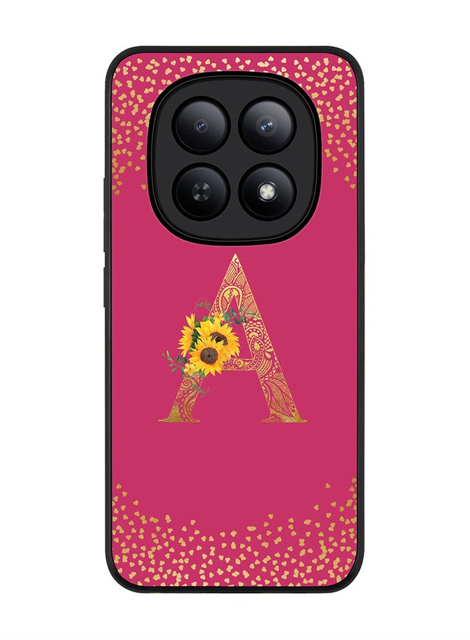 For Xiaomi Redmi Note 15 5G / Poco M8 Case,Slim fit Camera Protection, Shockproof Thin Phone cover  - Custom Floral Monogram - A ( Deep Pink )