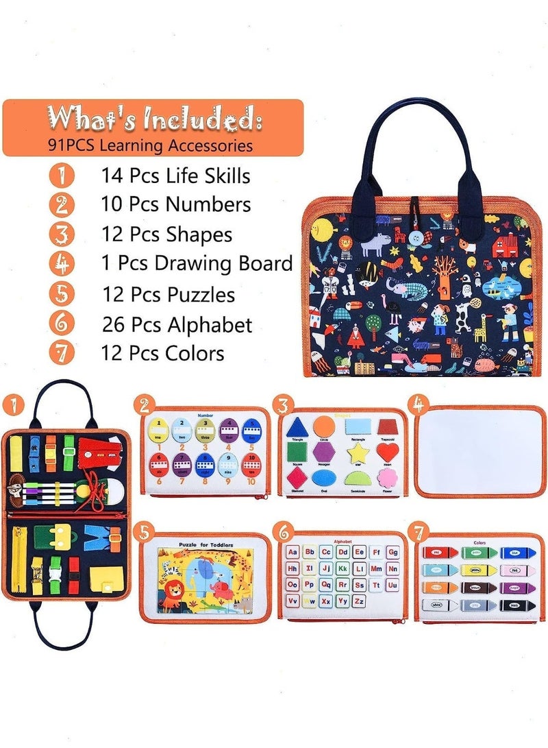 يواوليتي لوحة أنشطة متعددة الوظائف 7 في 1 للأطفال الصغار: لوحة أنشطة حسية، لعبة مناسبة للسفر، كتاب هادئ للطائرة والرحلات البرية، لعبة تعليمية مبكرة لتنمية المهارات الحركية الدقيقة، هدية مثالية للأطفال من 1 إلى 5 سنوات - Image 3