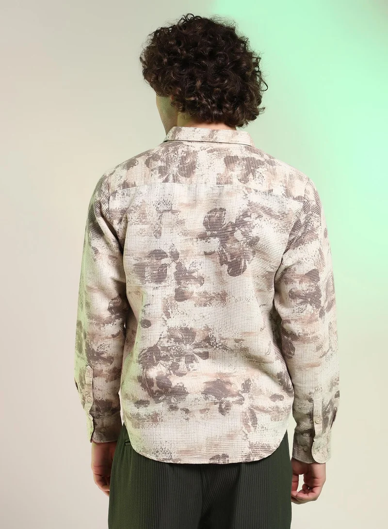 CAHOOT  Men's Saltbox Beige Nonlinear-Tactile Shirt for Men | Best Price UAE