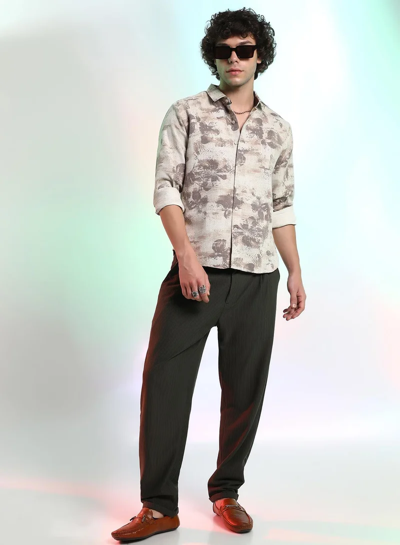 CAHOOT  Men's Saltbox Beige Nonlinear-Tactile Shirt for Men | Best Price UAE