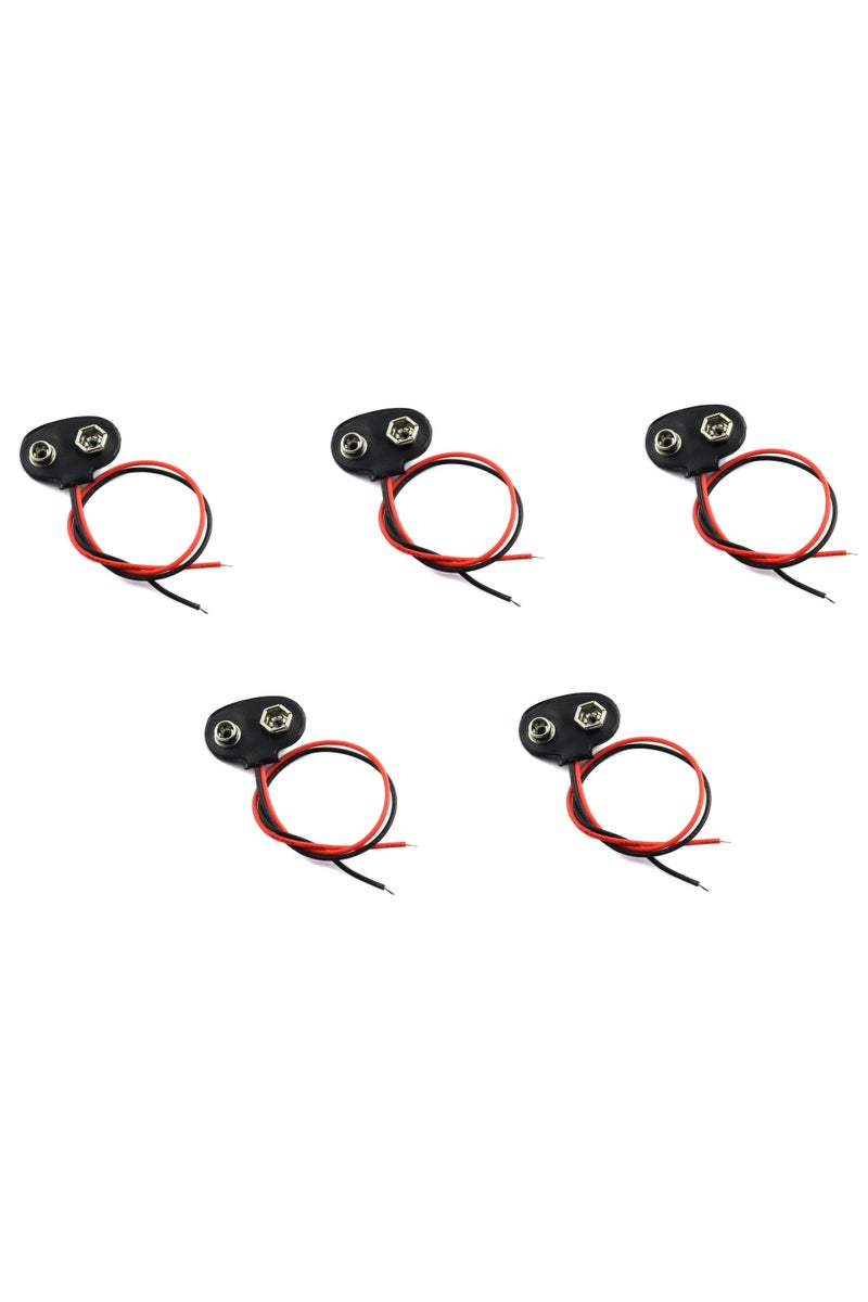 5-Pieces 9V Battery Connector, 9V T-type Battery Clip, compatible with Arduino, Raspberry Pi  - Image 1