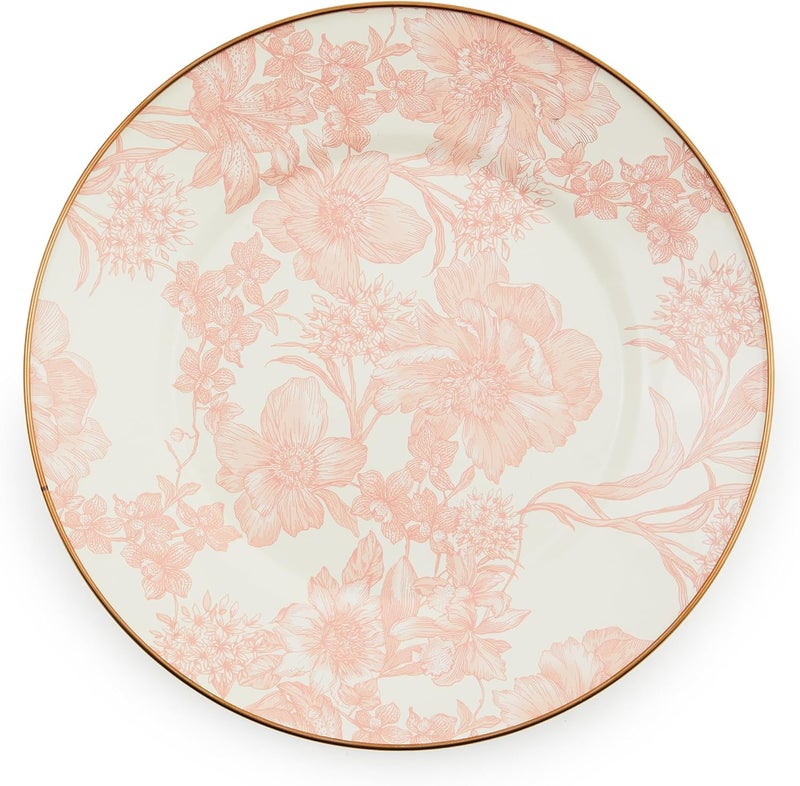 mackenzie childs MACKENZIECHILDS Enamel Dinner Plate Decorative Dinnerware Plate 10 Inches Set of 1 Rosy English Garden - Image 1