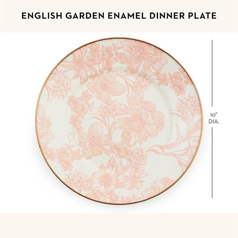 mackenzie childs MACKENZIECHILDS Enamel Dinner Plate Decorative Dinnerware Plate 10 Inches Set of 1 Rosy English Garden - Image 4