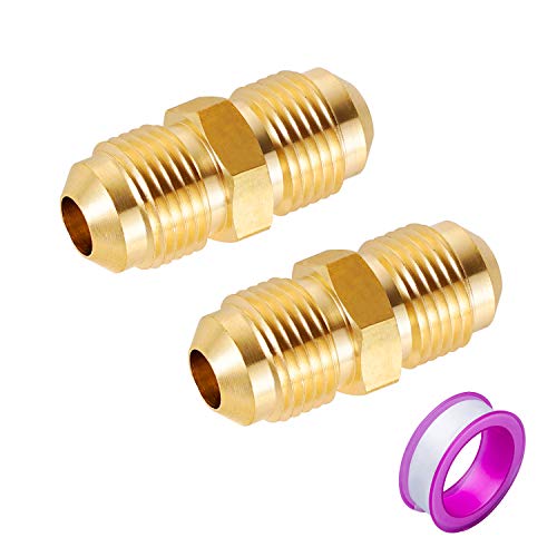 Breezliy 3/8" Male Flare x 3/8" Male Flare Connector Gas Adapter Union Brass Tube Coupler Pipe Fitting (2PCS) - Image 1