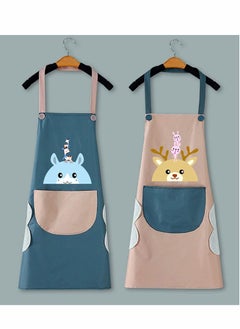 Adorable Women's Aprons with Pockets and Towels, Waterproof and Oil-resistant for Home Kitchen, BBQ, Coffee Shop, and Floral Store, Set of Two