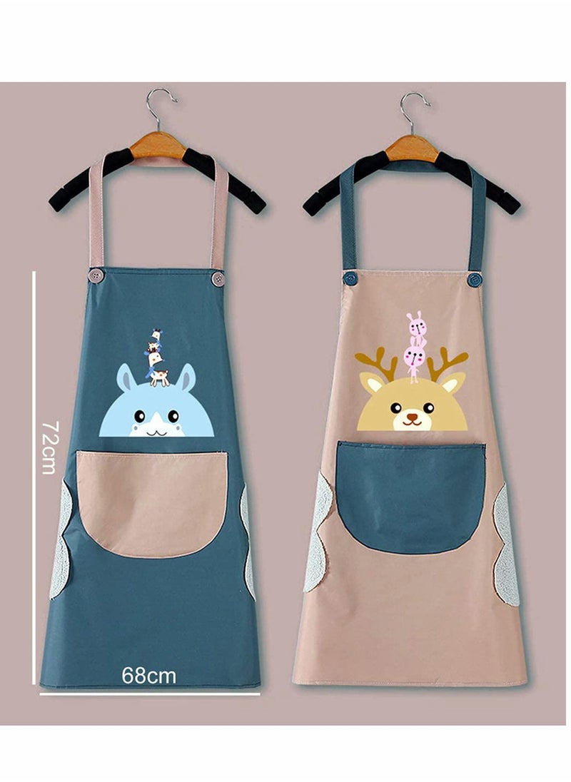 Generic - Adorable Women's Aprons with Pockets and Towels, Waterproof and Oil-resistant for Home Kitchen, BBQ, Coffee Shop, and Floral Store, Set of Two - Image 1