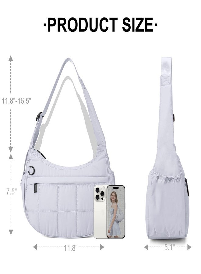GASSDA Shoulder Bag for Women Small Puffer Purses Crescent Bag Hobo Handbags with Adjustable Strap for Daily, Gray - Image 3
